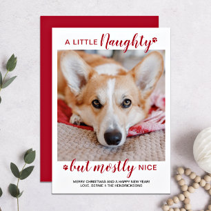 A Little Naughty Personalized Dog Pet Photo Feiertagskarte