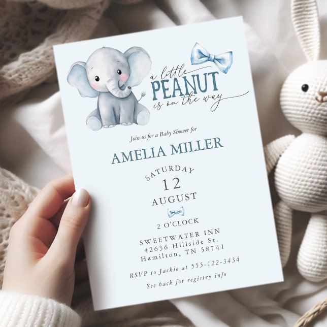 A Little Peanut is on the Way Elephant Baby Shower Einladung (A Little Peanut is on the Way Elephant Baby Shower Invitation)