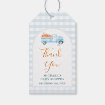 A Little Pumpkin Blue Truck Gingham Baby Shower