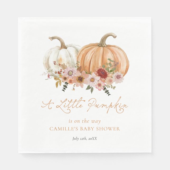 A Little Pumpkin Boho Floral Baby Shower Serviette (Vorderseite)