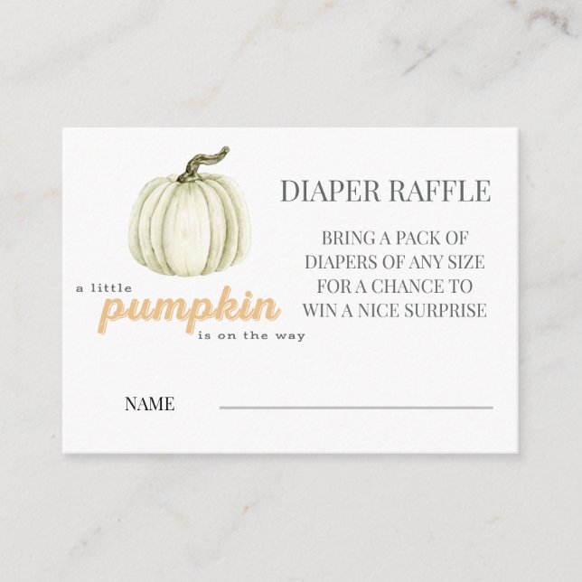 A Little Pumpkin Diaper Raffle Ticket  Begleitkarte (Vorderseite)