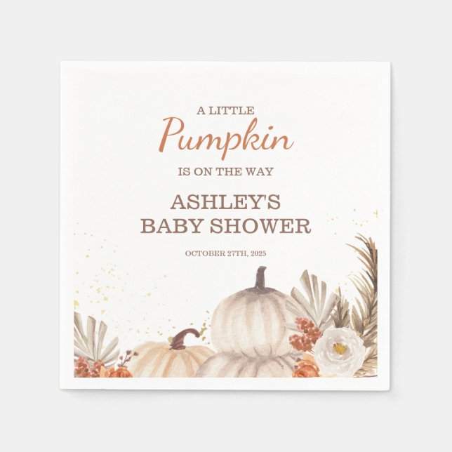 A Little Pumpkin, Fall Baby Shower Boho Serviette (Vorderseite)