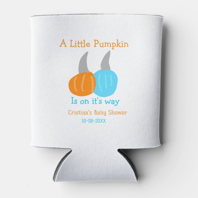 A little pumpkin is on it's way baby shower orange dosenkühler (Vorderseite)
