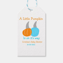 A little pumpkin is on it's way baby shower orange geschenkanhänger