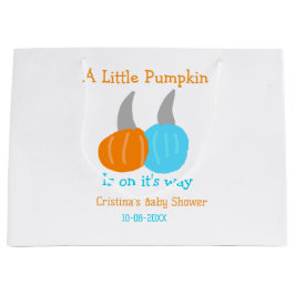 A little pumpkin is on it's way baby shower orange große geschenktüte