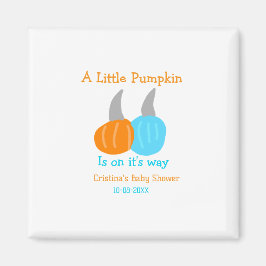 A little pumpkin is on it's way baby shower orange magnet
