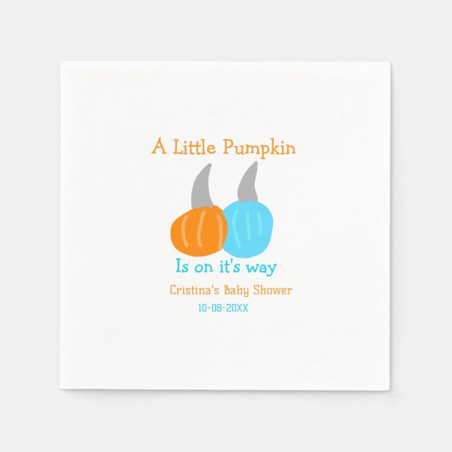 A little pumpkin is on it's way baby shower orange serviette (Vorderseite)