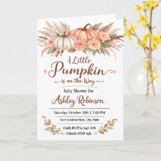 A Little Pumpkin Is on the Way Baby Shower Card  Karte