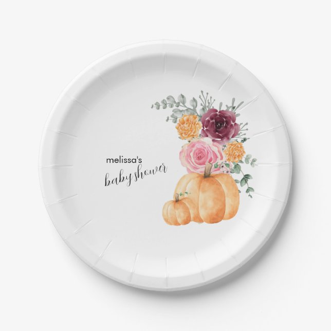 A little pumpkin is on the way baby shower dessert pappteller (Vorderseite)