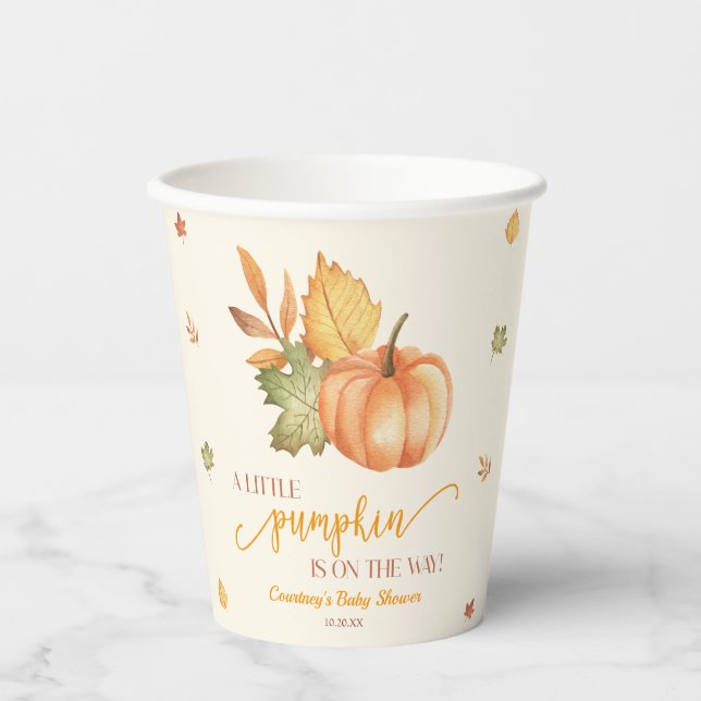 A Little Pumpkin Is On The Way! Baby Shower Pappbecher (Vorderseite)