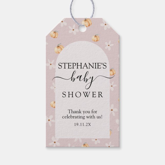 A Little Pumpkin Is On The Way Fall Baby Shower  Geschenkanhänger (Vorderseite)