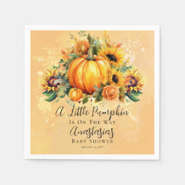 A Little Pumpkin | Sunflowers Fall Baby Shower Serviette