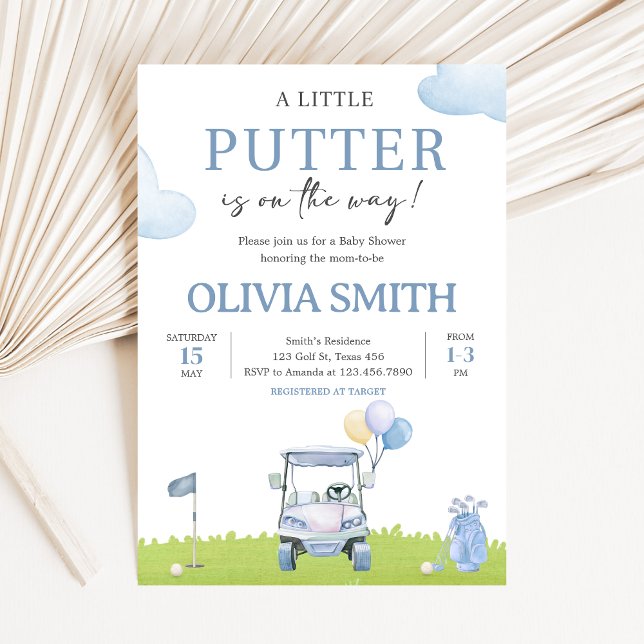 A Little Putter Golf Baby Shower Einladung (Golf A Little Putter Baby Shower Invitation)