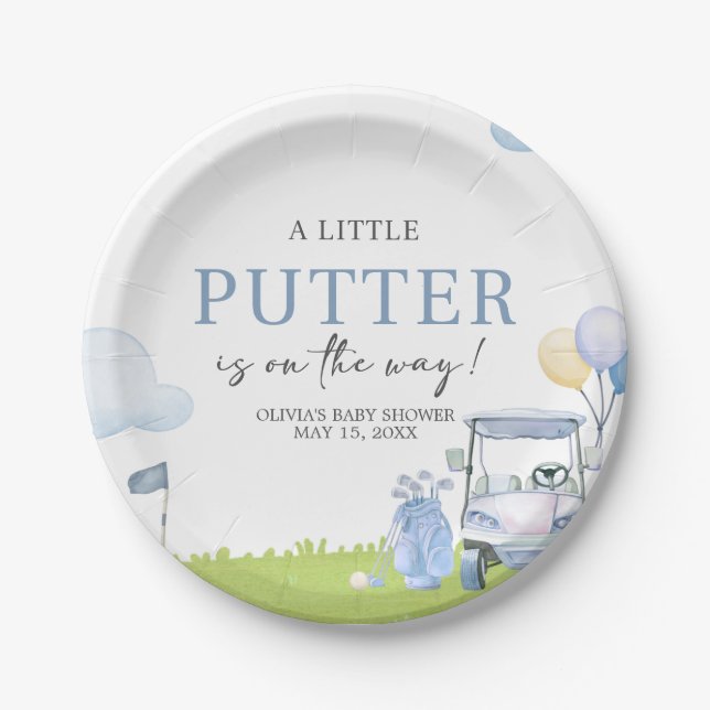 A Little Putter Golf Baby Shower Pappteller (Vorderseite)