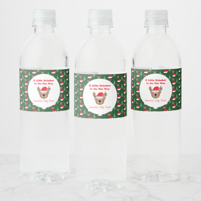 A Little Reindeer Is On The Way Wasserflaschenetikett (Flaschen)