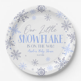 A Little Snowflake Winter Blue Baby Shower Pappteller