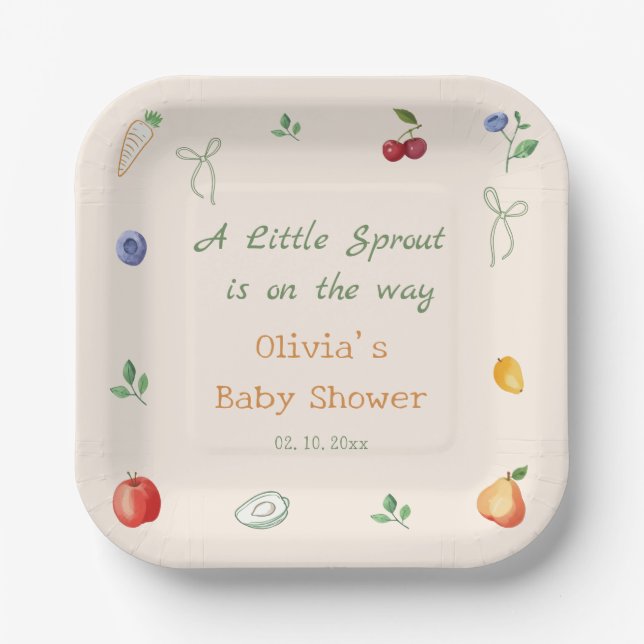 A Little Sprout Baby Shower Pappteller (Vorderseite)