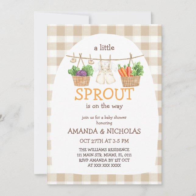 A Little Sprout Is On The Way  Baby Shower Einladung (Vorderseite)
