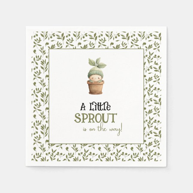 A Little Sprout on the Way Baby Shower Napkins Serviette (Vorderseite)