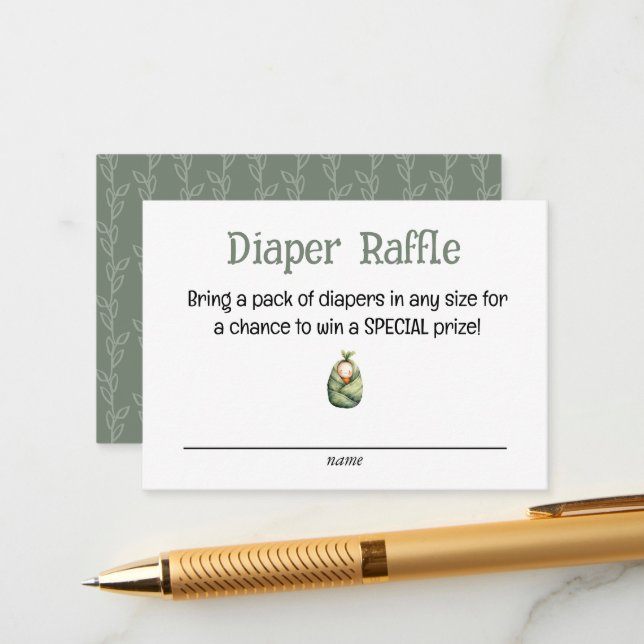 A Little Sprout on the Way Diaper Raffle Card Begleitkarte (Vorderseite/Rückseite Beispiel)