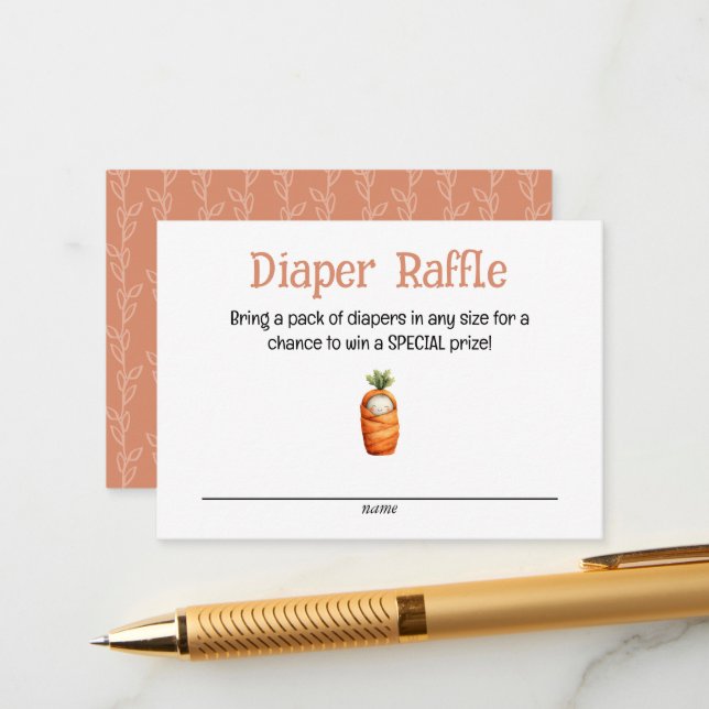 A Little Sprout on the Way Diaper Raffle Card Begleitkarte (Vorderseite/Rückseite Beispiel)
