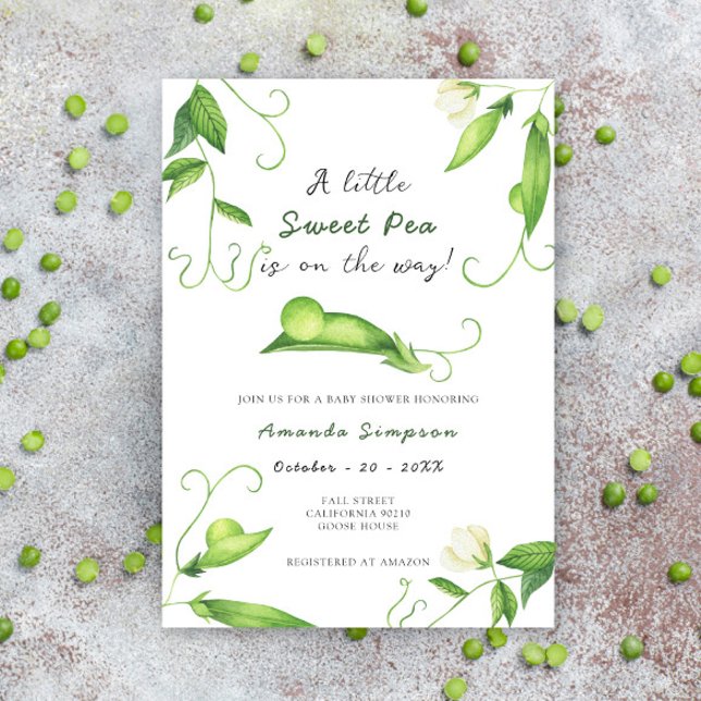 A Little Sweet Pea Is On The Way Baby Shower Einladung (Von Creator hochgeladen)