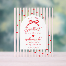 A Little Sweetheart Baby Shower Bow Welcome Acrylschild