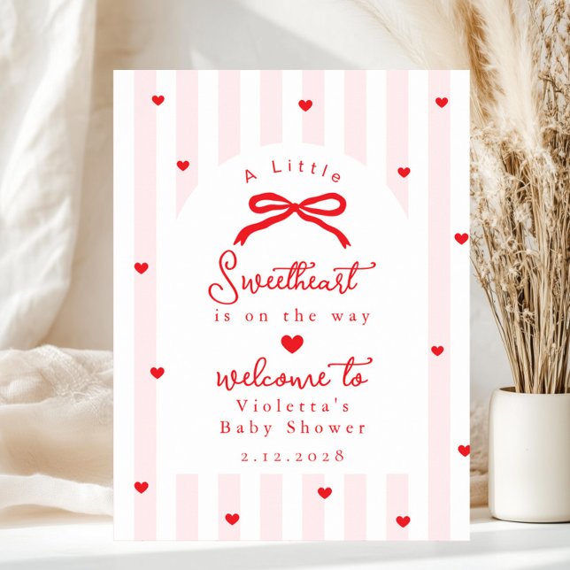 A Little Sweetheart Baby Shower Bow Welcome Poster (Von Creator hochgeladen)