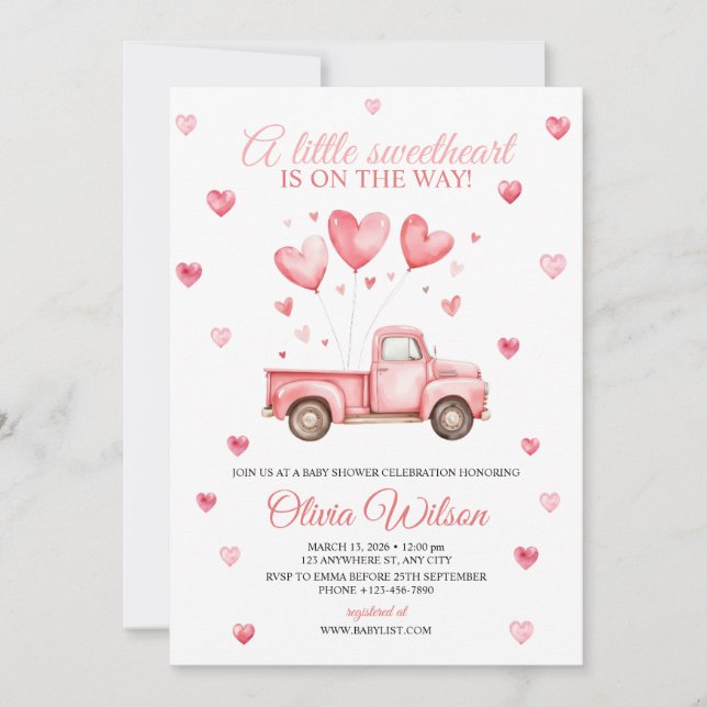 A Little Sweetheart Baby Shower Invitation  Einladung (Vorderseite)