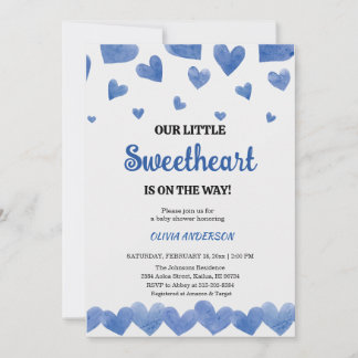 A Little Sweetheart Blue Valentine Baby Shower  Einladung