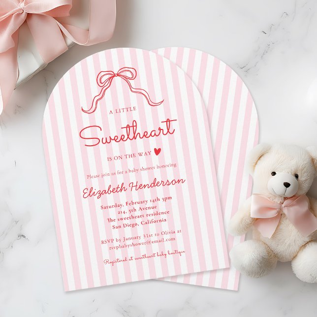 A Little Sweetheart Bow Valentine's Baby Shower Einladung (Von Creator hochgeladen)