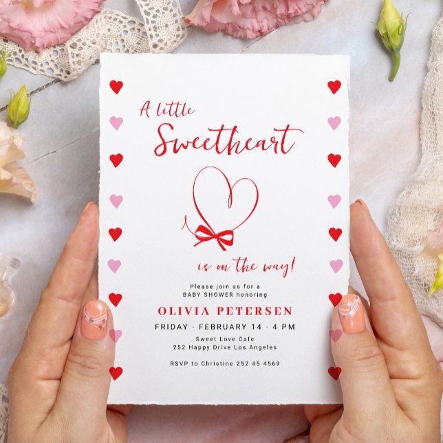 A little sweetheart cute Valentines baby shower Einladung (Von Creator hochgeladen)