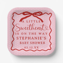 A Little Sweetheart Is On The Way Girl Baby Shower Pappteller