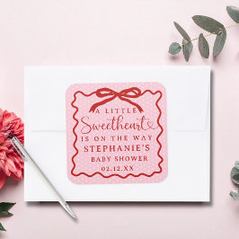 A Little Sweetheart Is On The Way Girl Baby Shower Quadratischer Aufkleber