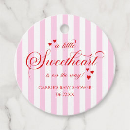 A Little Sweetheart Pink Red Hearts Baby Shower Geschenkanhänger