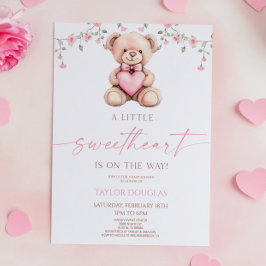 A Little Sweetheart Pink Teddy Bear Baby Shower Einladung