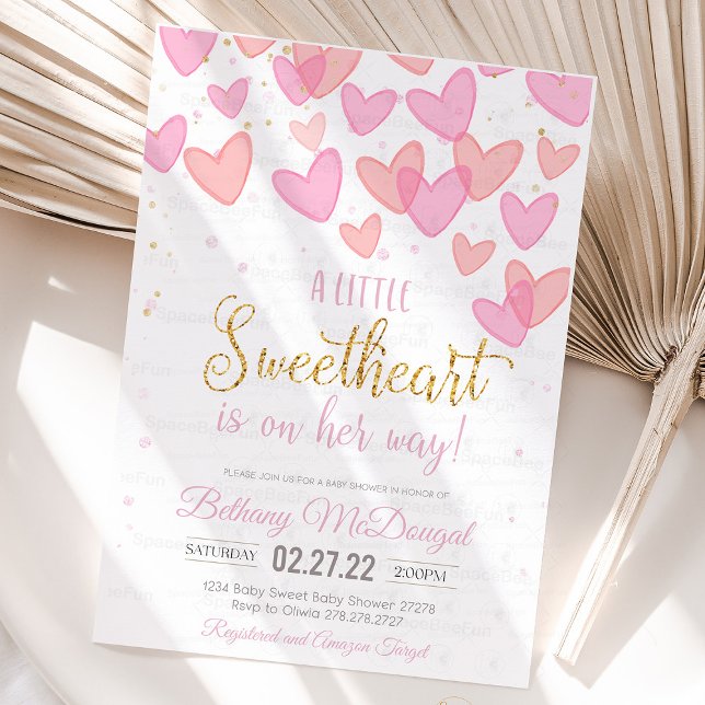 A Little Sweetheart Valentine Baby Is on her way  Einladung (a little sweetheart is on the way, baby shower,valentine baby shower invitations,a little cutie is o)