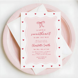 A Little Sweetheart Valentine Bow Baby Shower Einladung