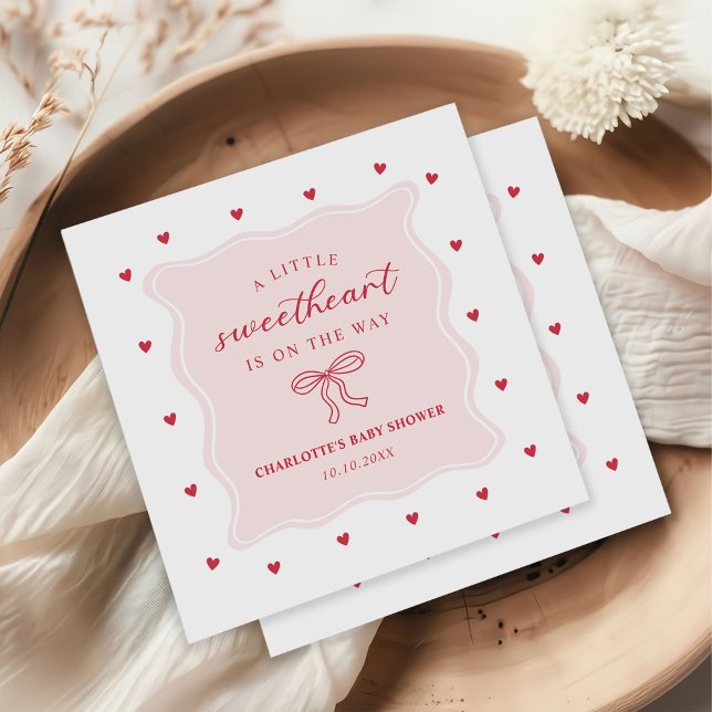 A Little Sweetheart Valentine Bow Baby Shower Serviette (Von Creator hochgeladen)