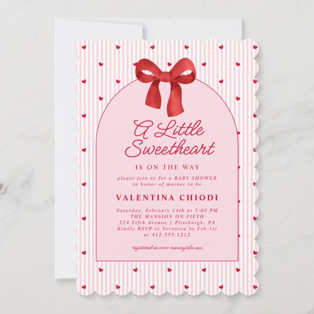 A Little Sweetheart Valentine Coquette Baby Shower Einladung (Vorderseite)