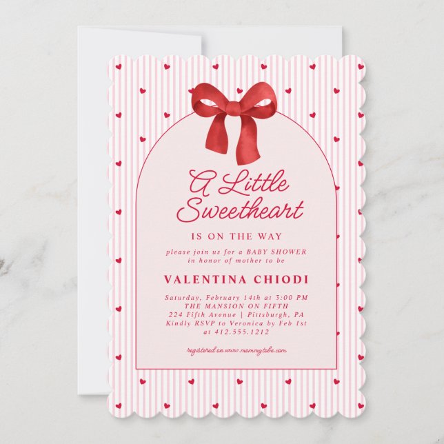 A Little Sweetheart Valentine Coquette Baby Shower Einladung (Vorderseite)