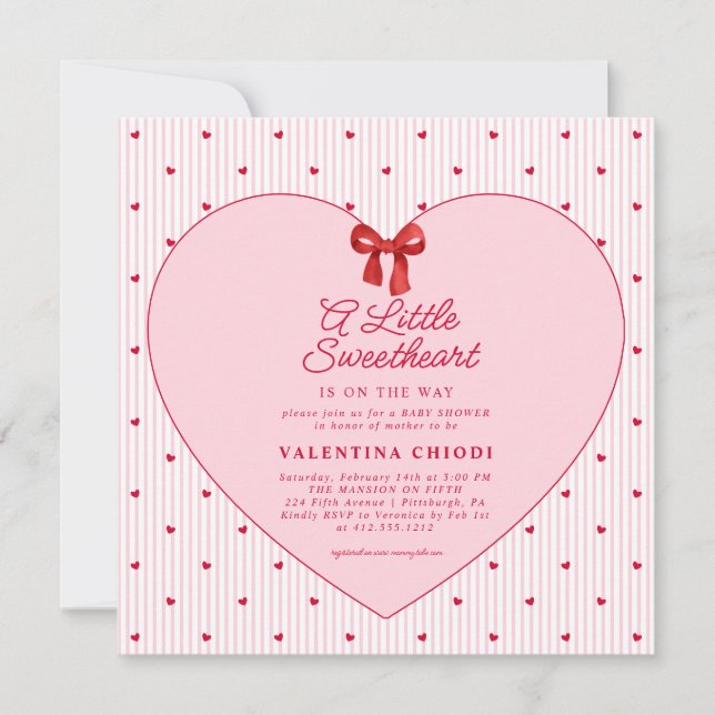 A Little Sweetheart Valentine Coquette Baby Shower Einladung (Vorderseite)