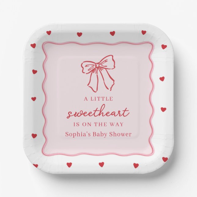 A Little Sweetheart Valentine's Baby Shower Pappteller (Vorderseite)