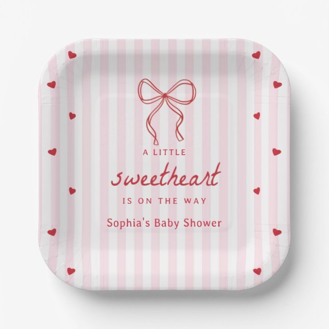 A Little Sweetheart Valentine's Baby Shower Pappteller (Vorderseite)