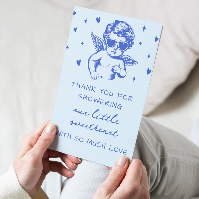 A Little Sweetheart Valentines Boy Baby Shower Dankeskarte (Von Creator hochgeladen)
