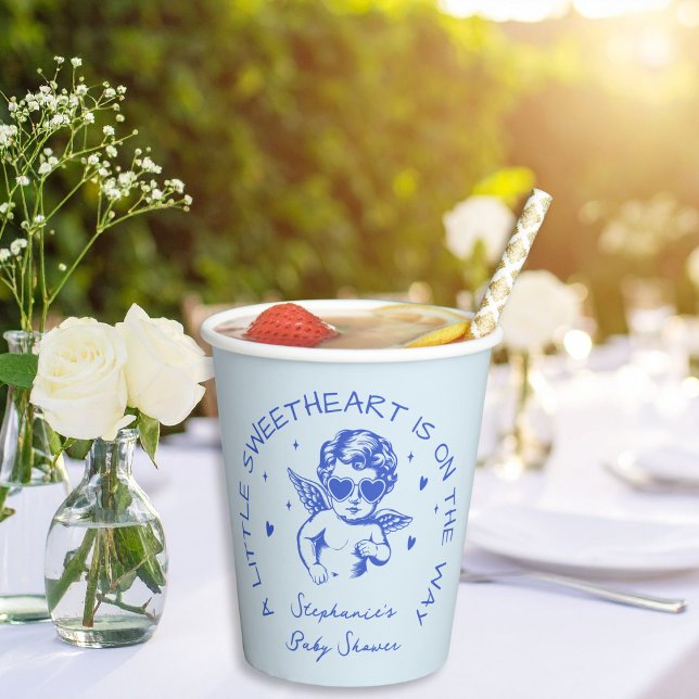 A Little Sweetheart Valentines Boy Baby Shower Pappbecher (Von Creator hochgeladen)