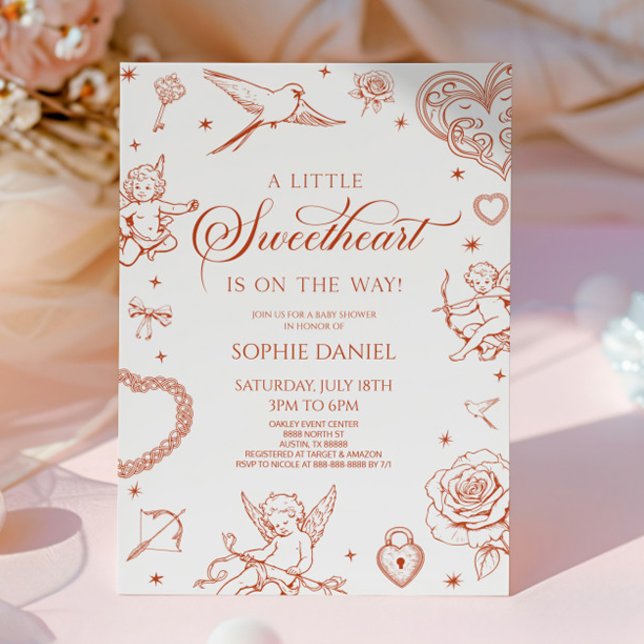 A Little Sweetheart Valentine's Day Baby Shower Einladung (Von Creator hochgeladen)