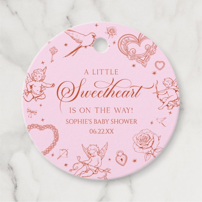 A Little Sweetheart Valentine's Day Baby Shower Geschenkanhänger (Vorderseite)