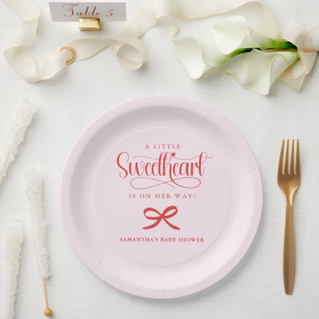 A little sweetheart Valentines girl baby shower Pappteller (Hochzeit)