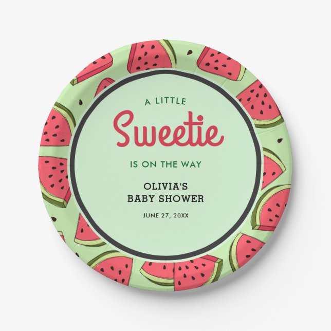 A Little Sweetie Summer Watermelon Baby Shower  Pappteller (Vorderseite)